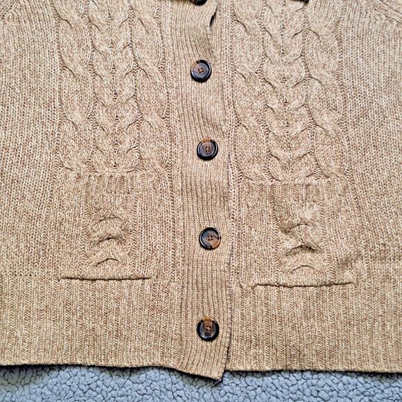 St Johns Bay Womens XL Cable Knit Fisherman Cardigan Pockets Beige Classy Cozy - Picture 4 of 10
